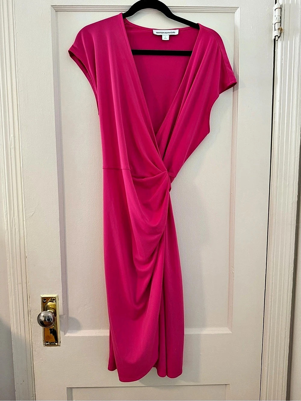 Amazon Essentials Cap-Sleeve Wrap Dress Pink Like New